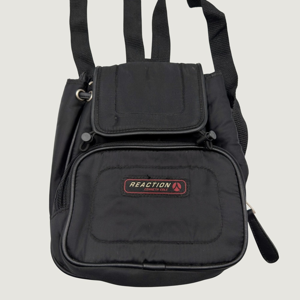 Kenneth Cole Reaction Mini Backpack Black Nylon Small Rucksack Travel Bag